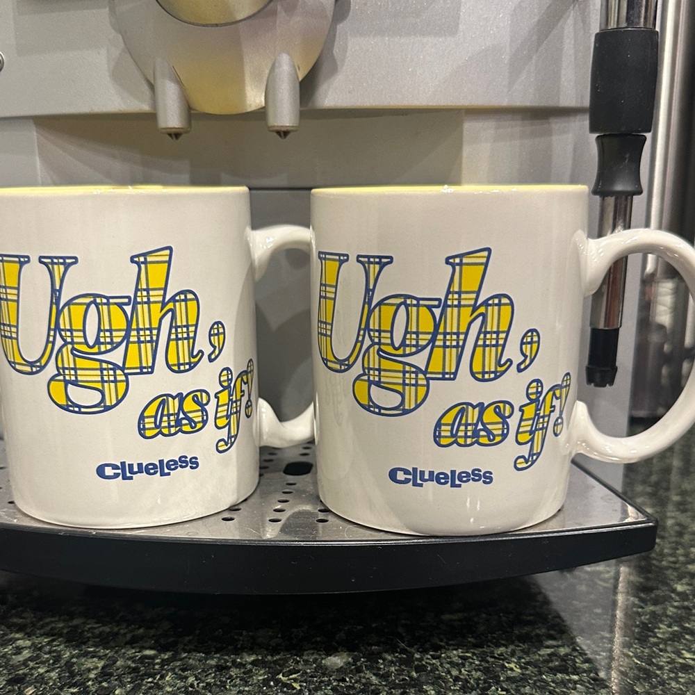 Clueless Alicia silverstone Ugh as if coffee Mug Set of 2 EUC